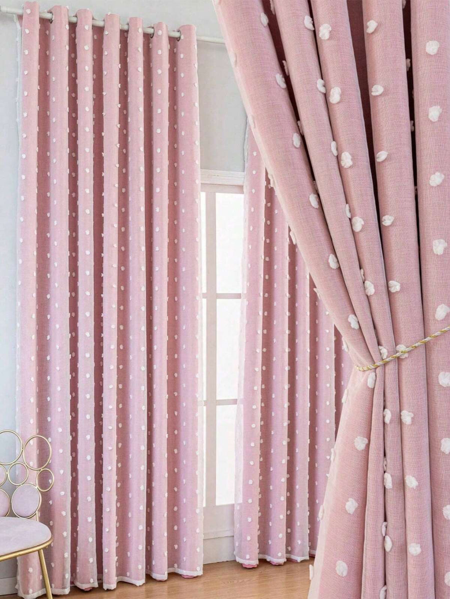 1pc Double-Layer Blackout Curtain With Metal Rings, Available In Beige, Pink, Grey, Double-Layer Heat Insulation, Top Metal Rings For Easy Hanging - Suitable For Living Room, Bedroom, Office, Holiday Decor, All Seasons